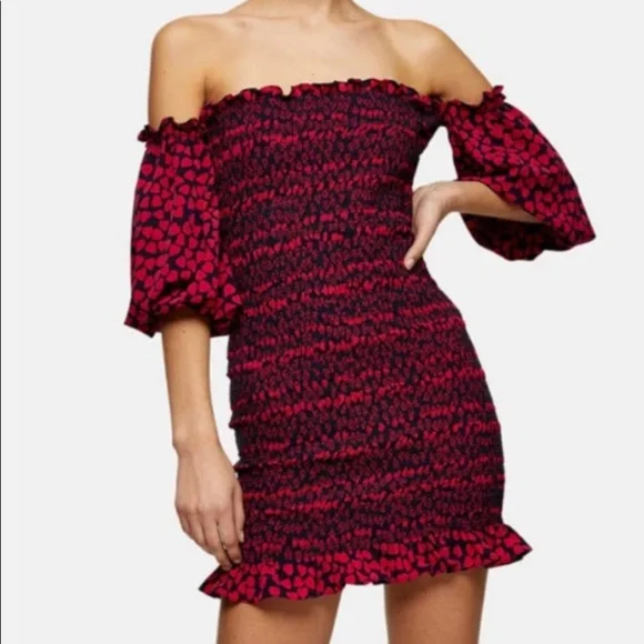 open lace back dress Jarlo's Bluebell Bardot Maxi Dress With Thigh Split in Red – Jarlo London